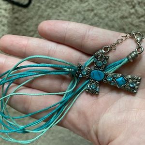 Turquoise stone cross necklace